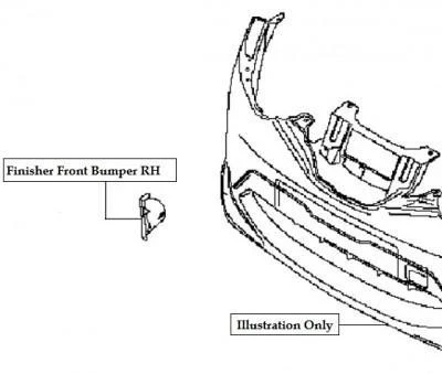 Nissan Qashqai (J11E) Finisher Front Bumper, Chrome RH